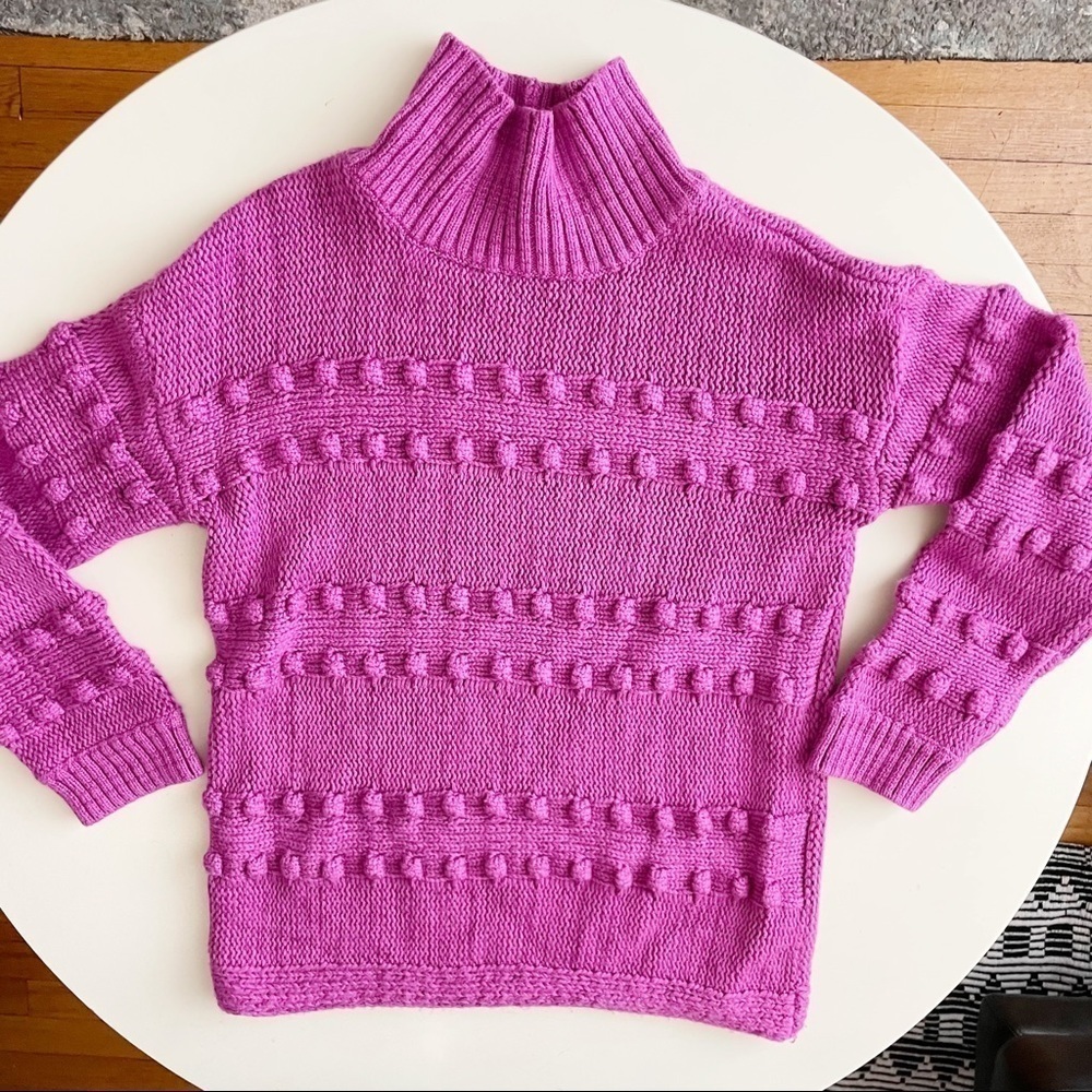 Nic+Zoe Adore A Ball Texture Stripe Sweater Purple Size XS